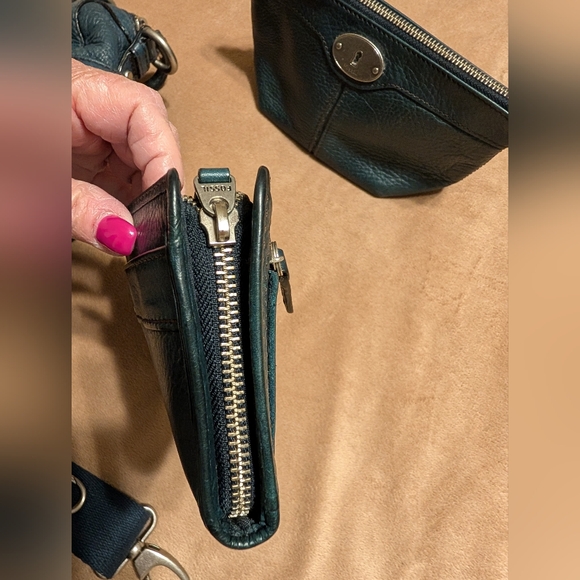 Vintage Fossil Maddox leather satchel w/Matching Color Clutch&Wristlet (3pc Set) - Picture 10 of 16